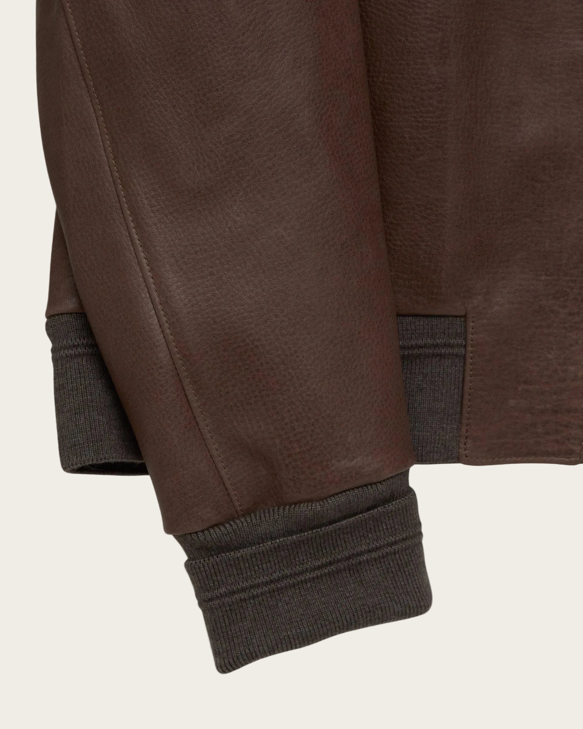 The Roll Bomber Jacket: Walnut Pull Up Lamb
