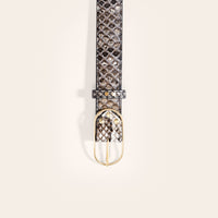 Genuine python snakeskin belt with polished gold buckle – unisex fashion belt