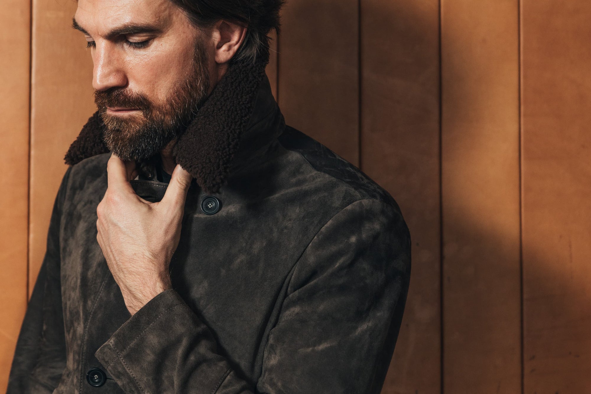 The Condor Peacoat: Basalt Wedgewood Calf Suede