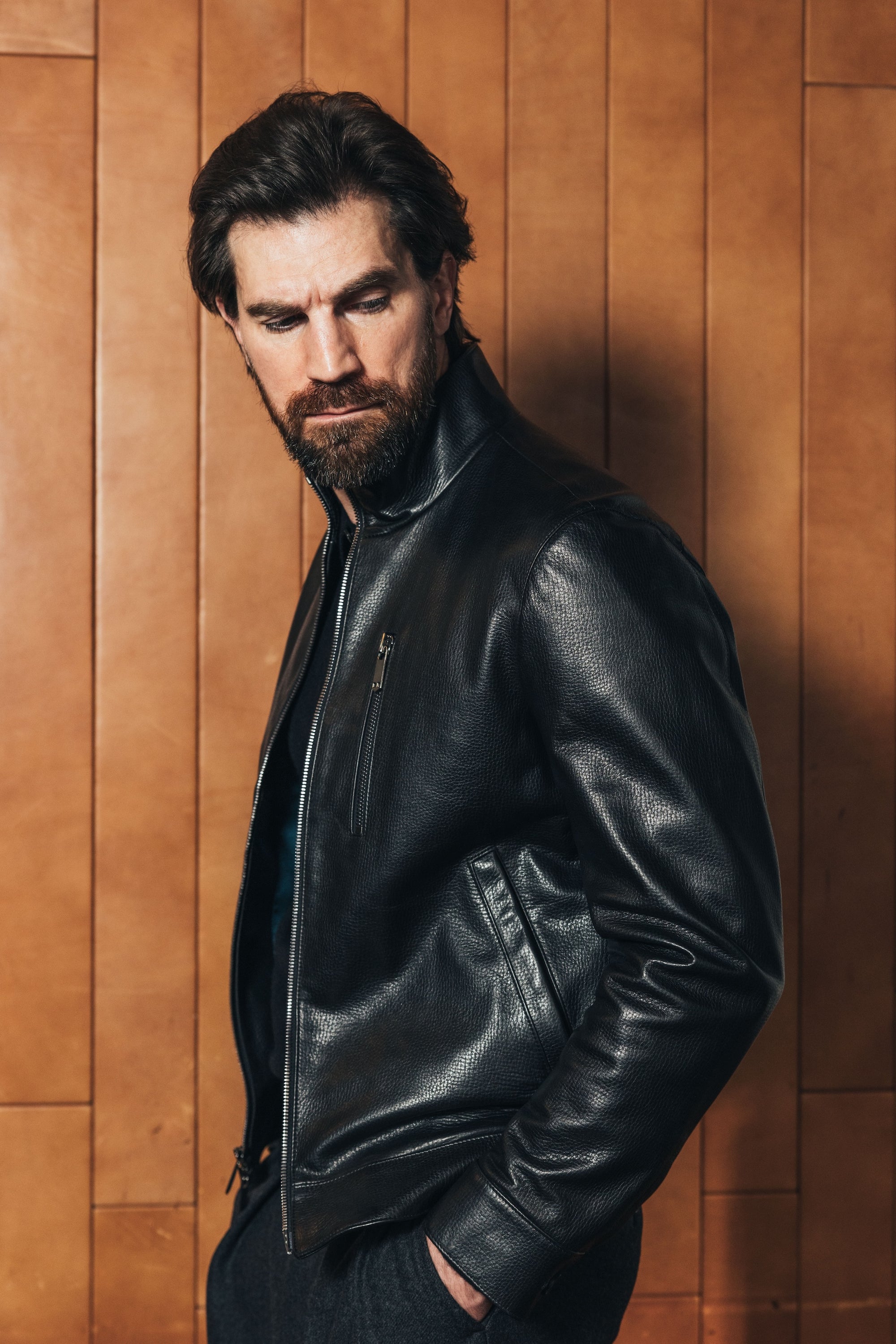 The Davis Jacket: Black Pebbled Lamb