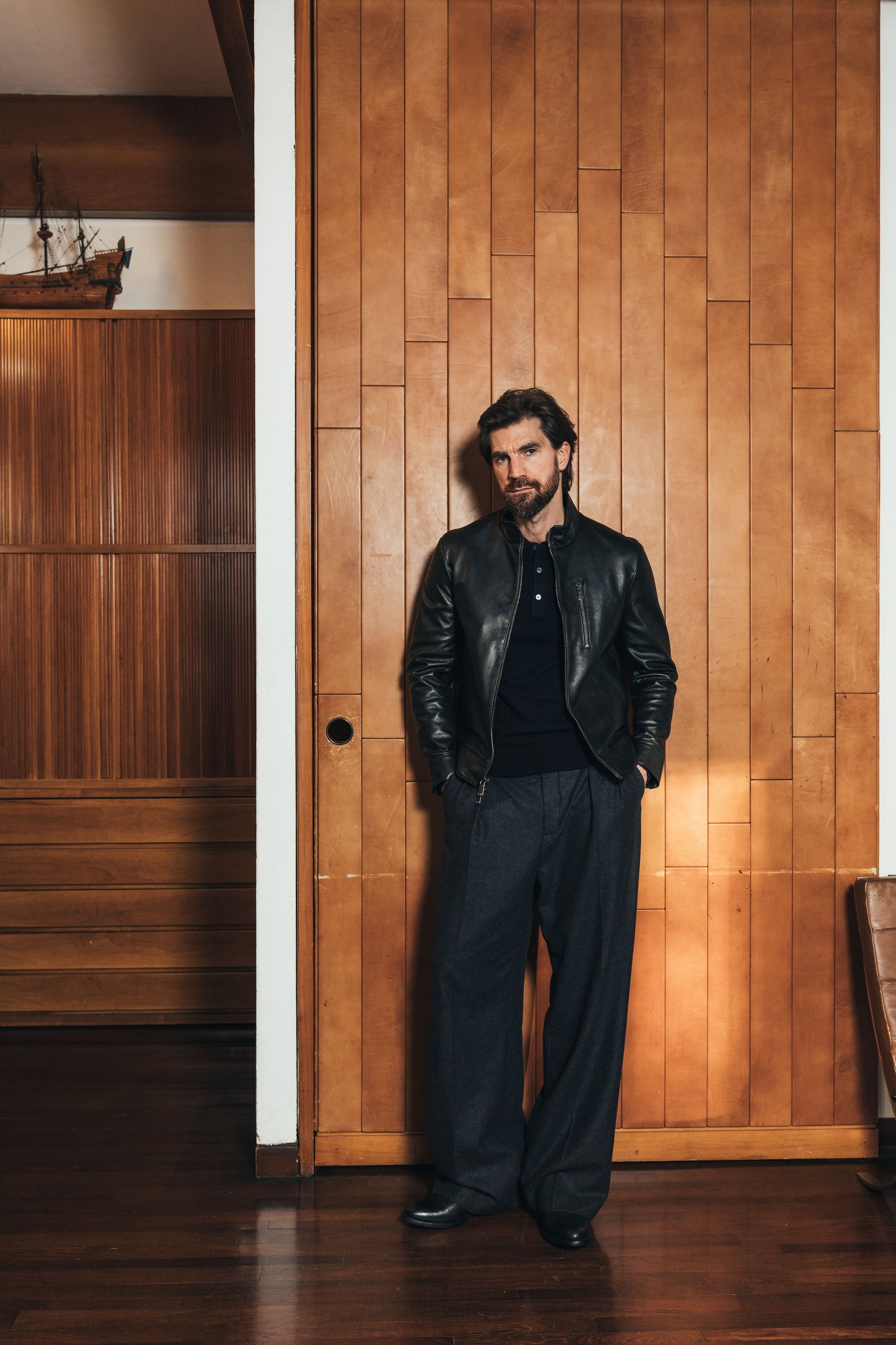 The Davis Jacket: Black Pebbled Lamb