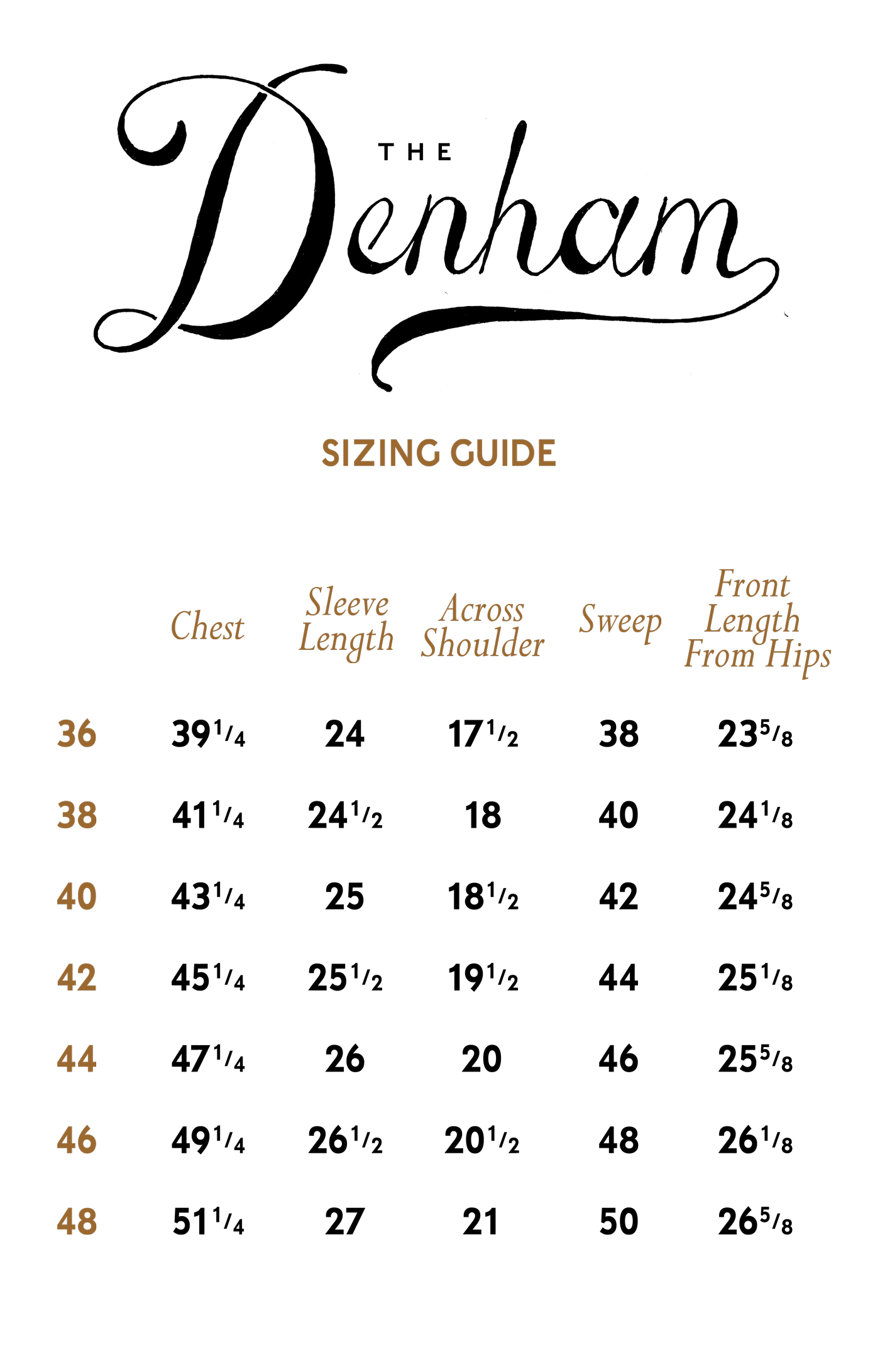 The Denham Jacket Sizing Guide