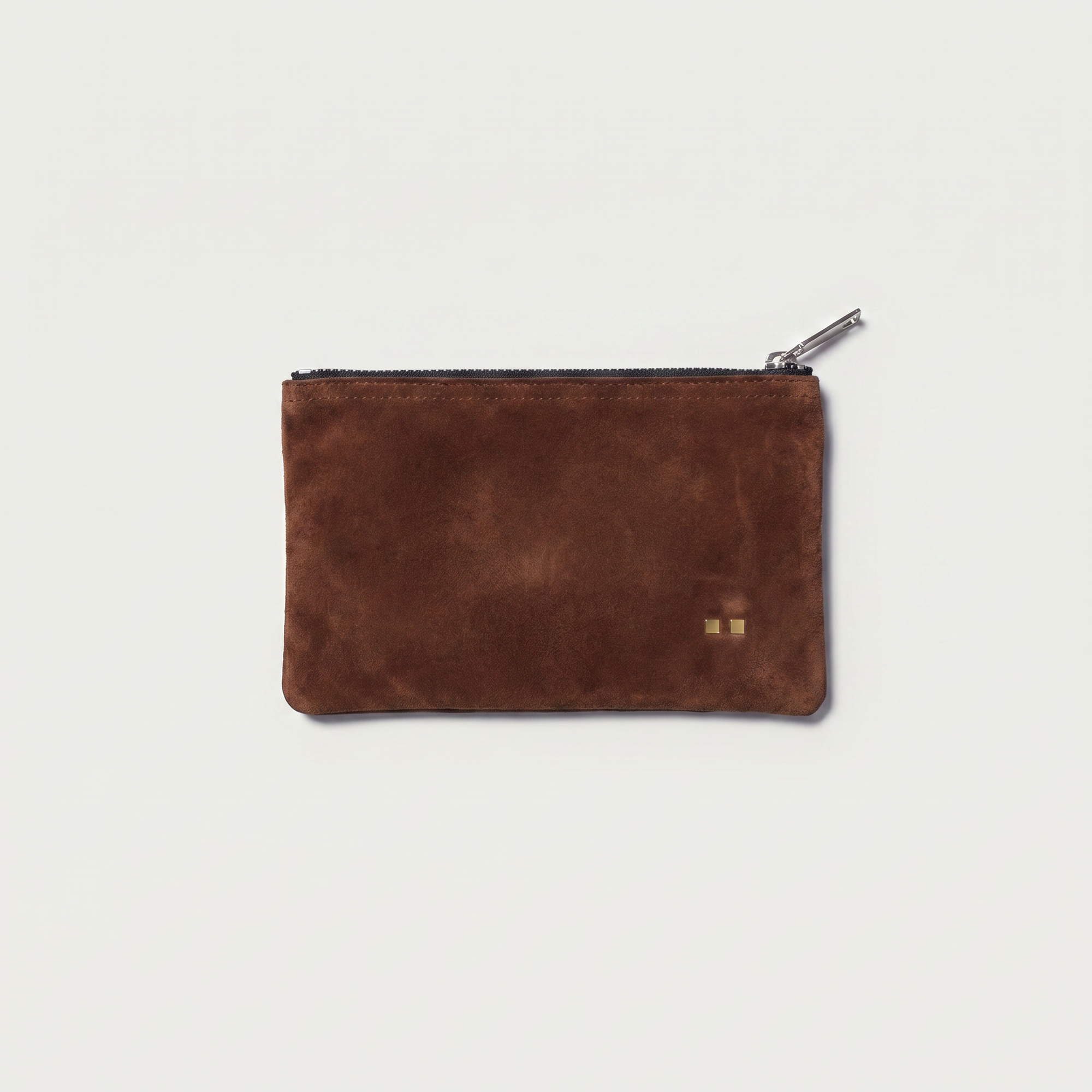 The Medium Zip Pouch: Brown Suede