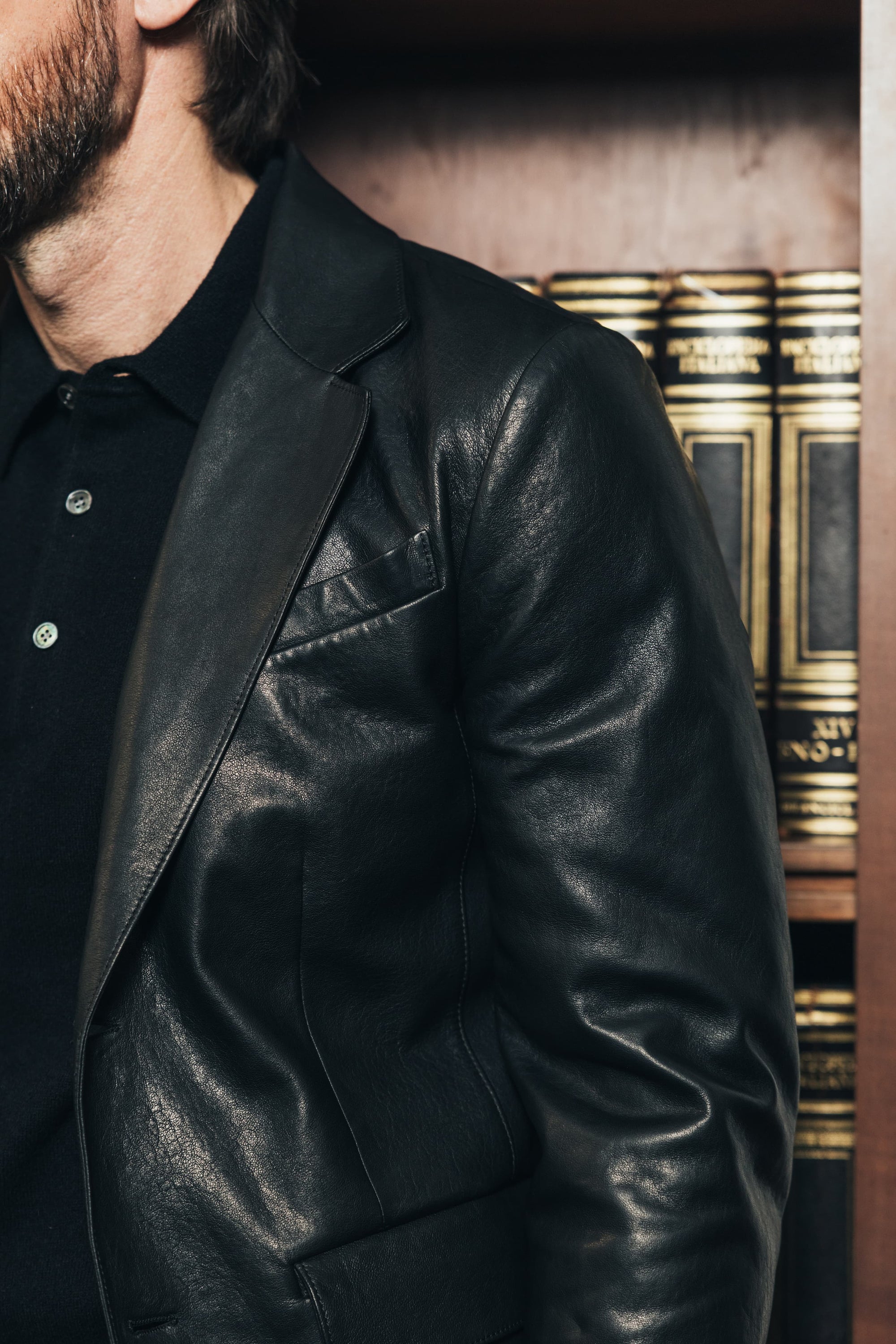 The Owens Jacket: Black Oiled Lamb