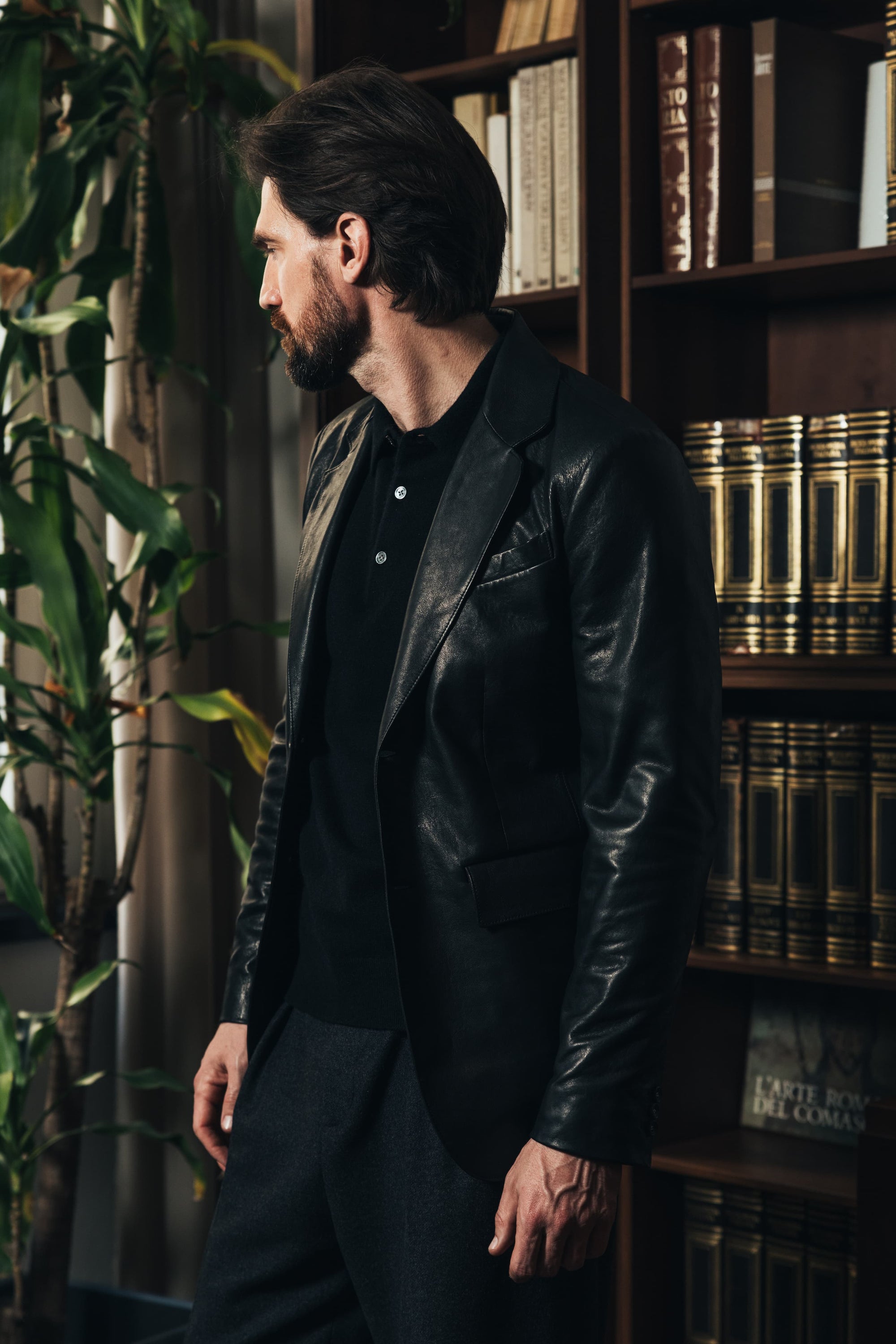 The Owens Jacket: Black Oiled Lamb
