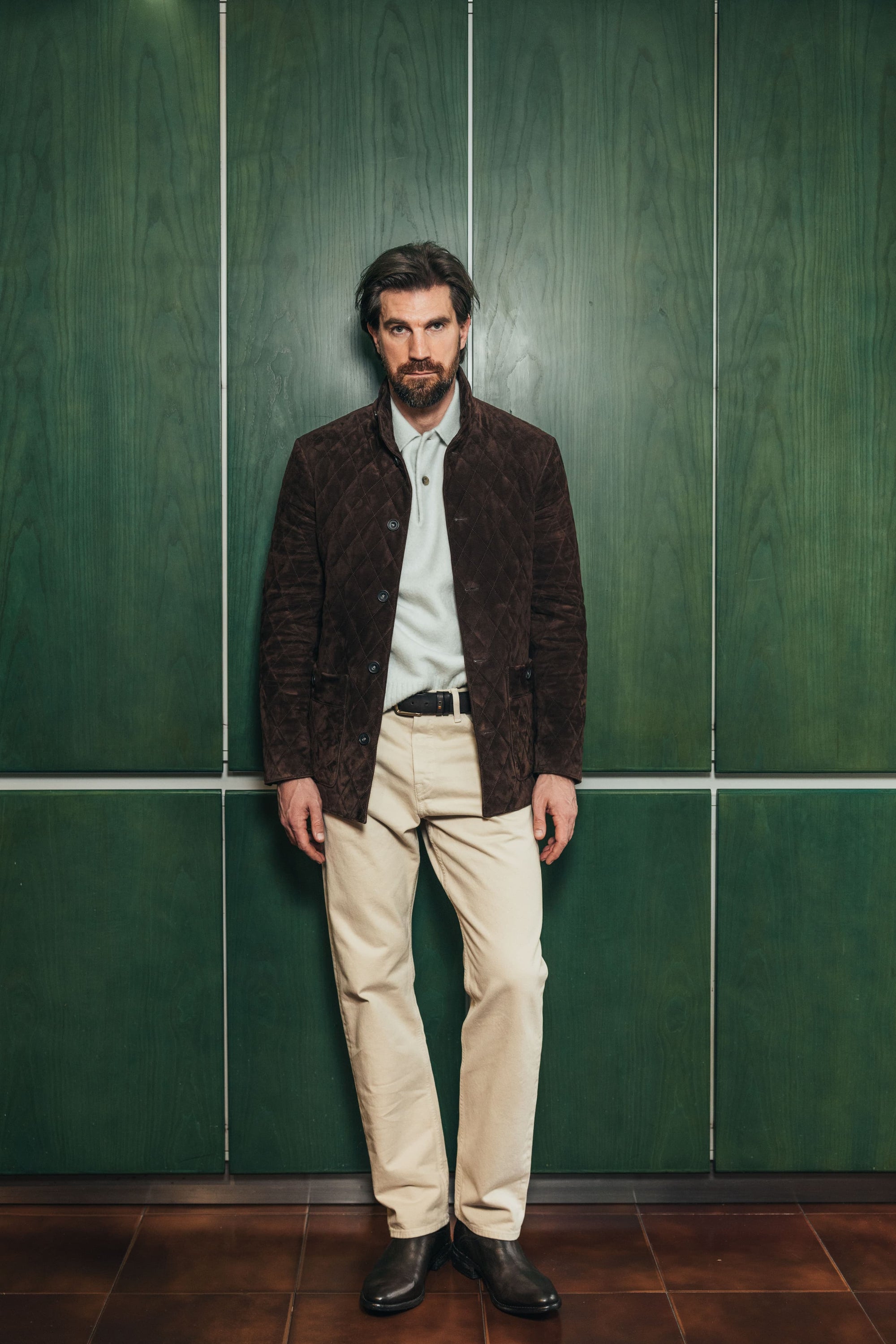 The Poet Jacket: Chestnut Wedgewood Calf Suede