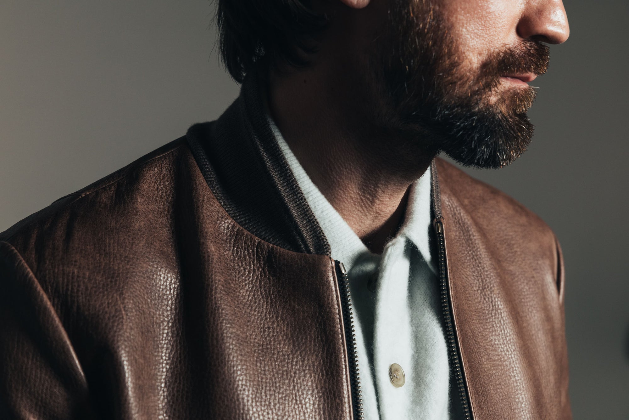 The Roll Bomber Jacket: Walnut Pull Up Lamb