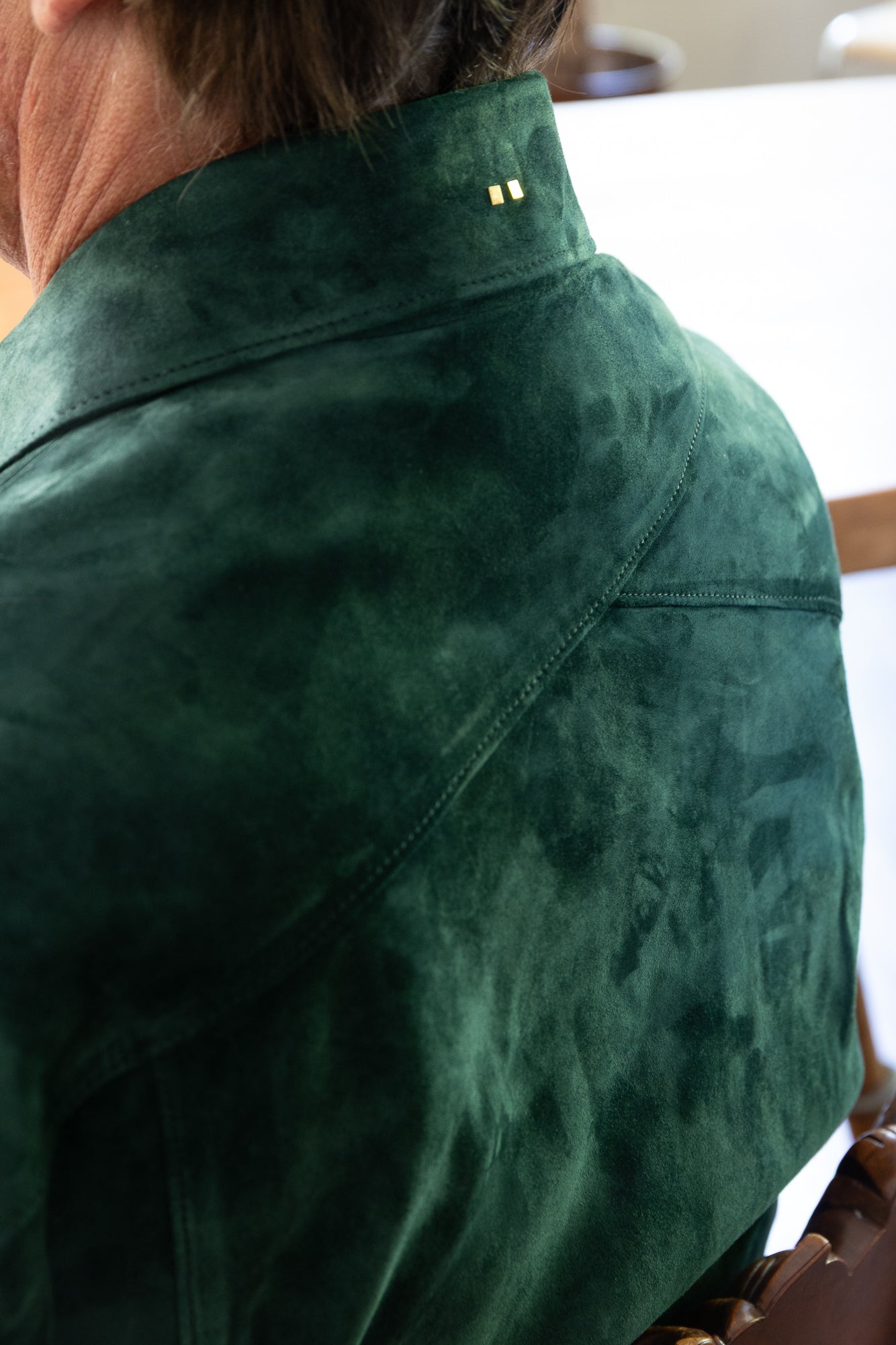 The Roving Jacket: Pine Wedgewood Suede