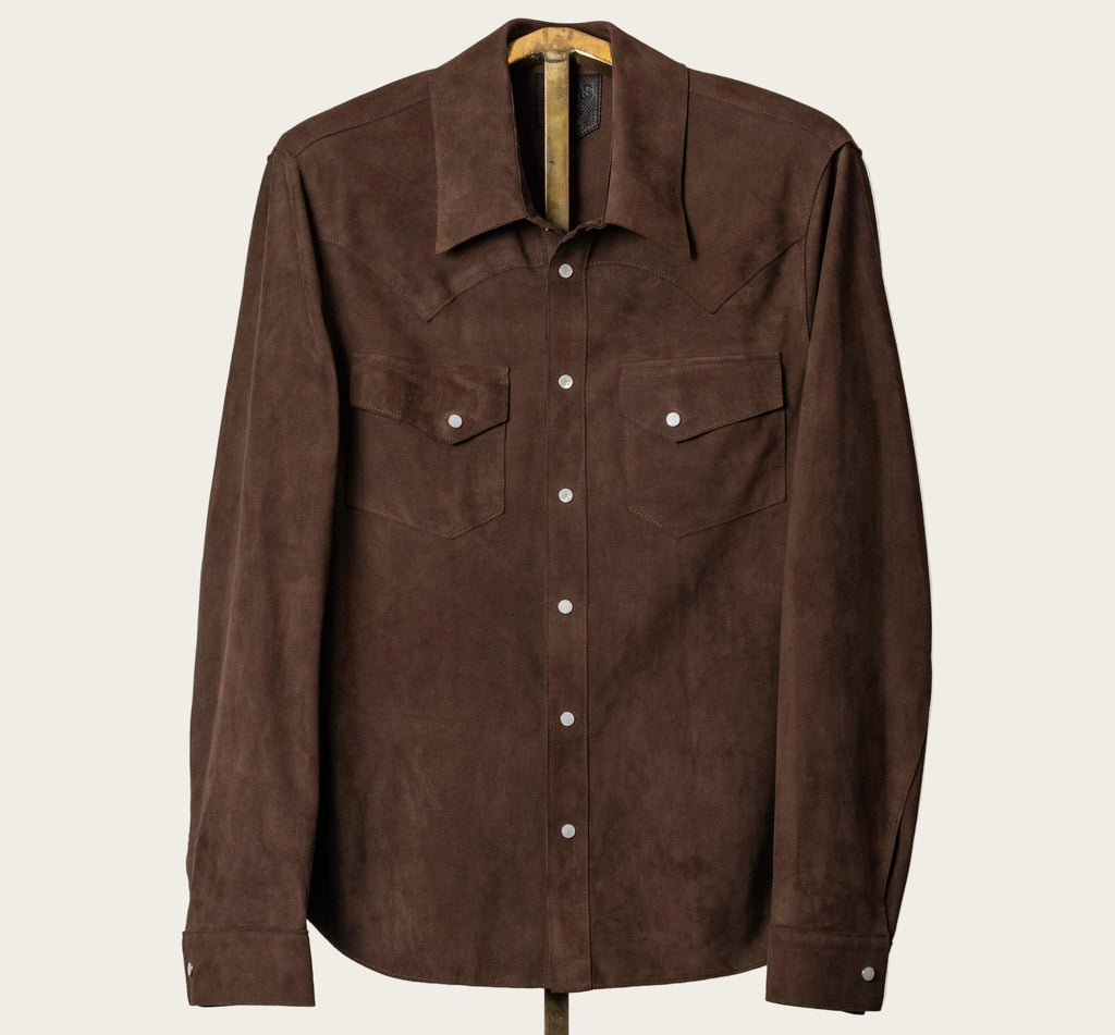 The Aspen Shirt: Mocha Harpeth Goat Suede | Savas