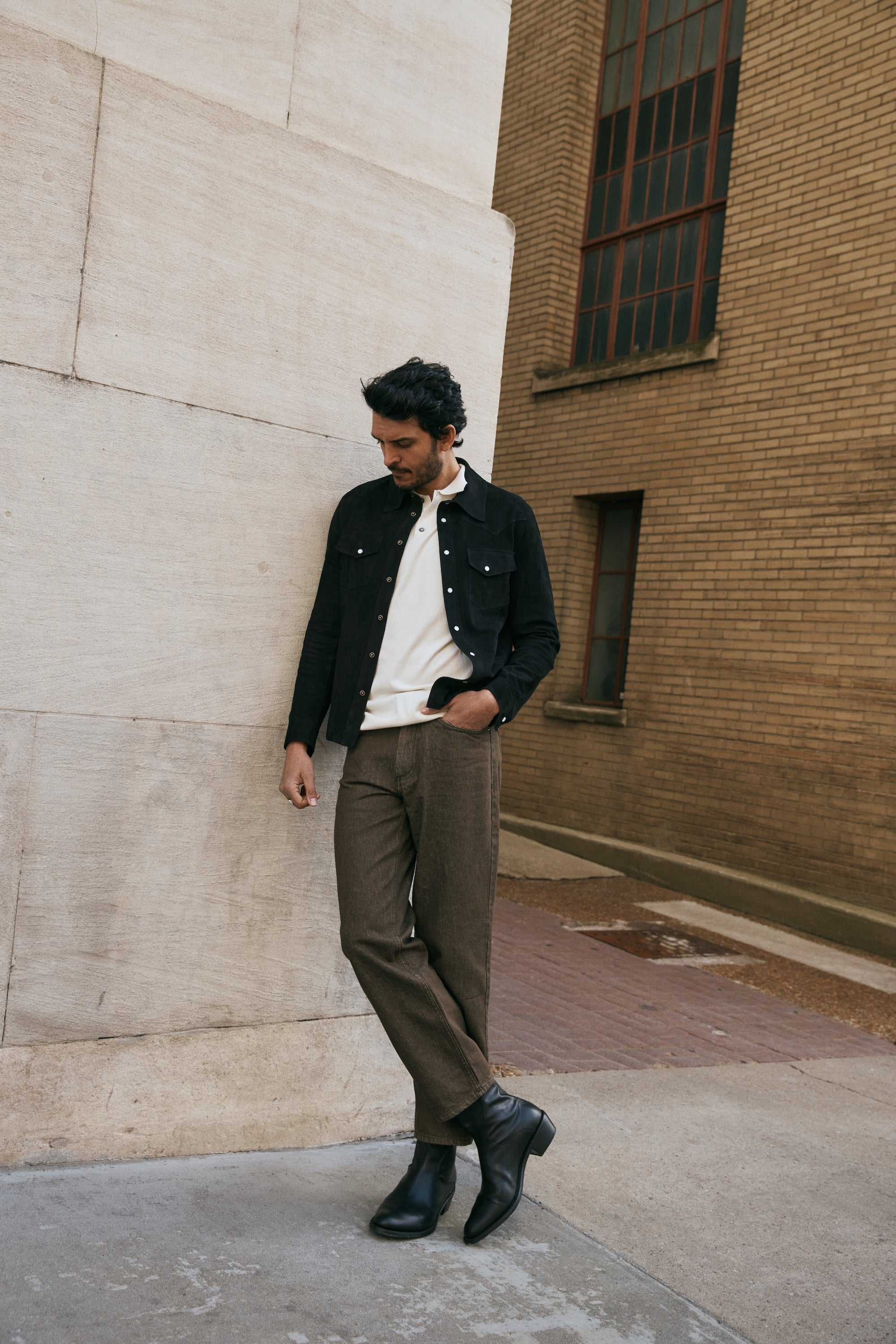 The Aspen Shirt: Black Harpeth Goat Suede