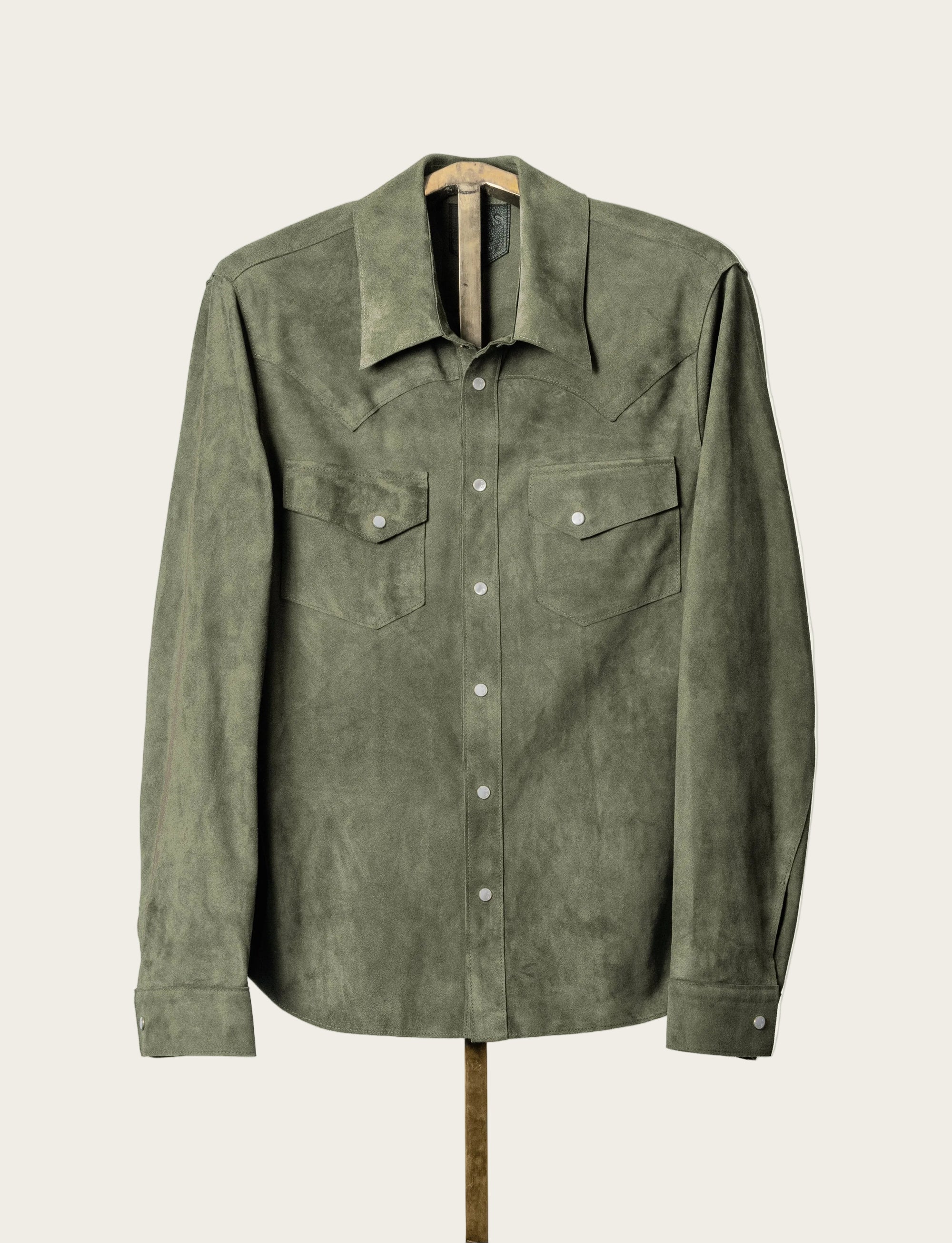 The Aspen Shirt: Green Tea Harpeth Goat Suede