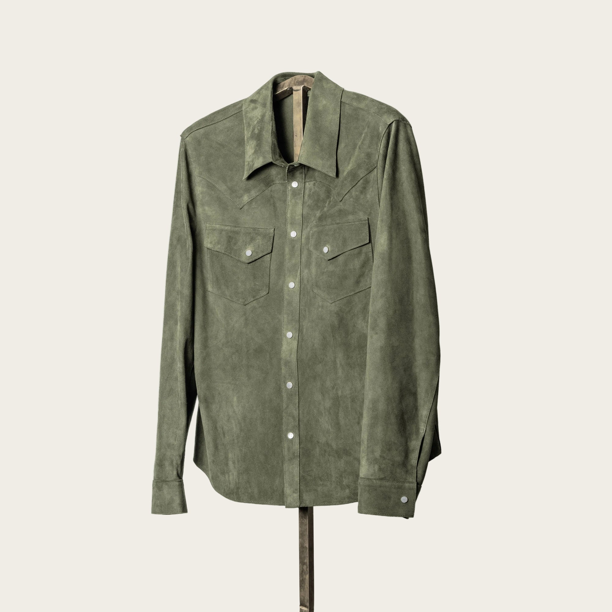 The Aspen Shirt: Green Tea Harpeth Goat Suede