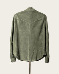 Green suede jacket on a white background