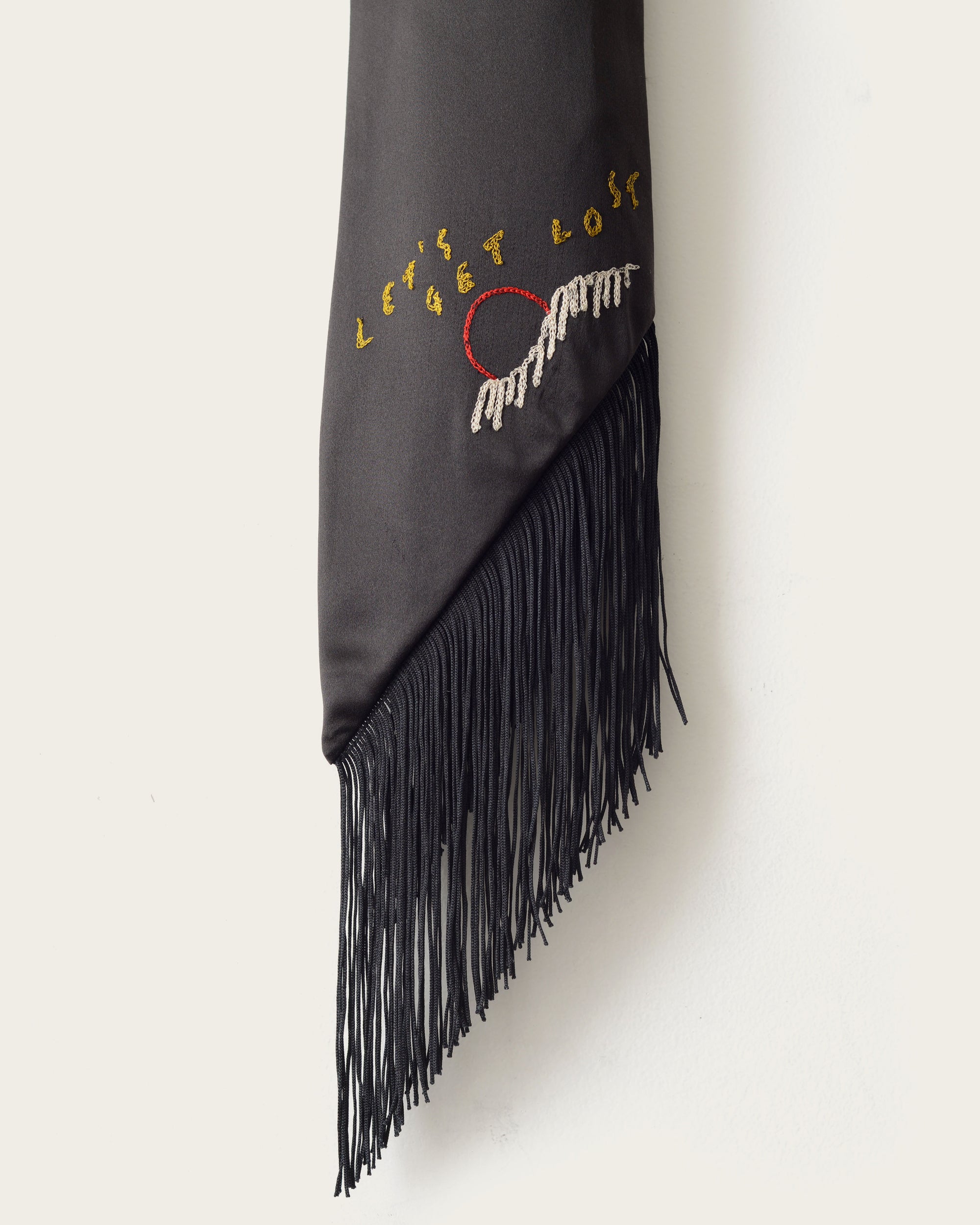 Embroidered Silk Scarf - Black Let's Get Lost(Wide)