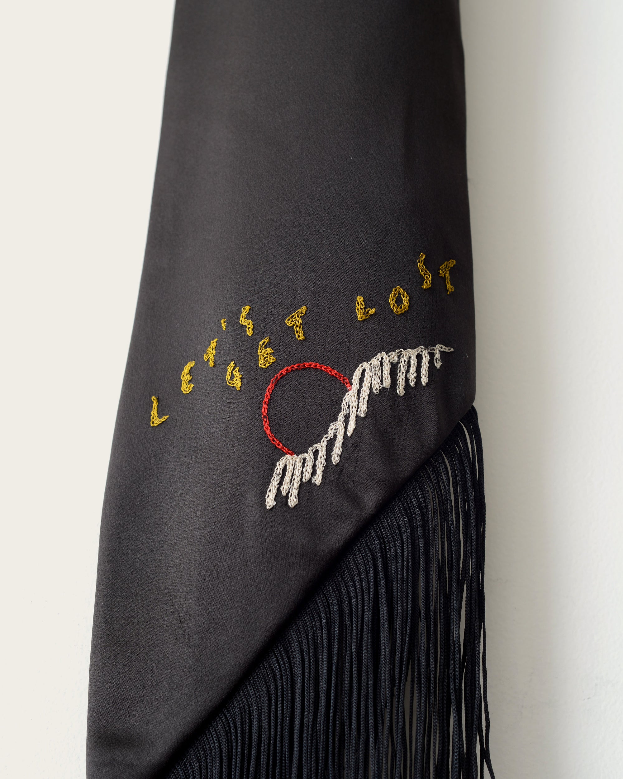 Embroidered Silk Scarf - Black Let's Get Lost(Wide)