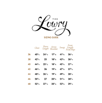Size chart for Lowry Shirt