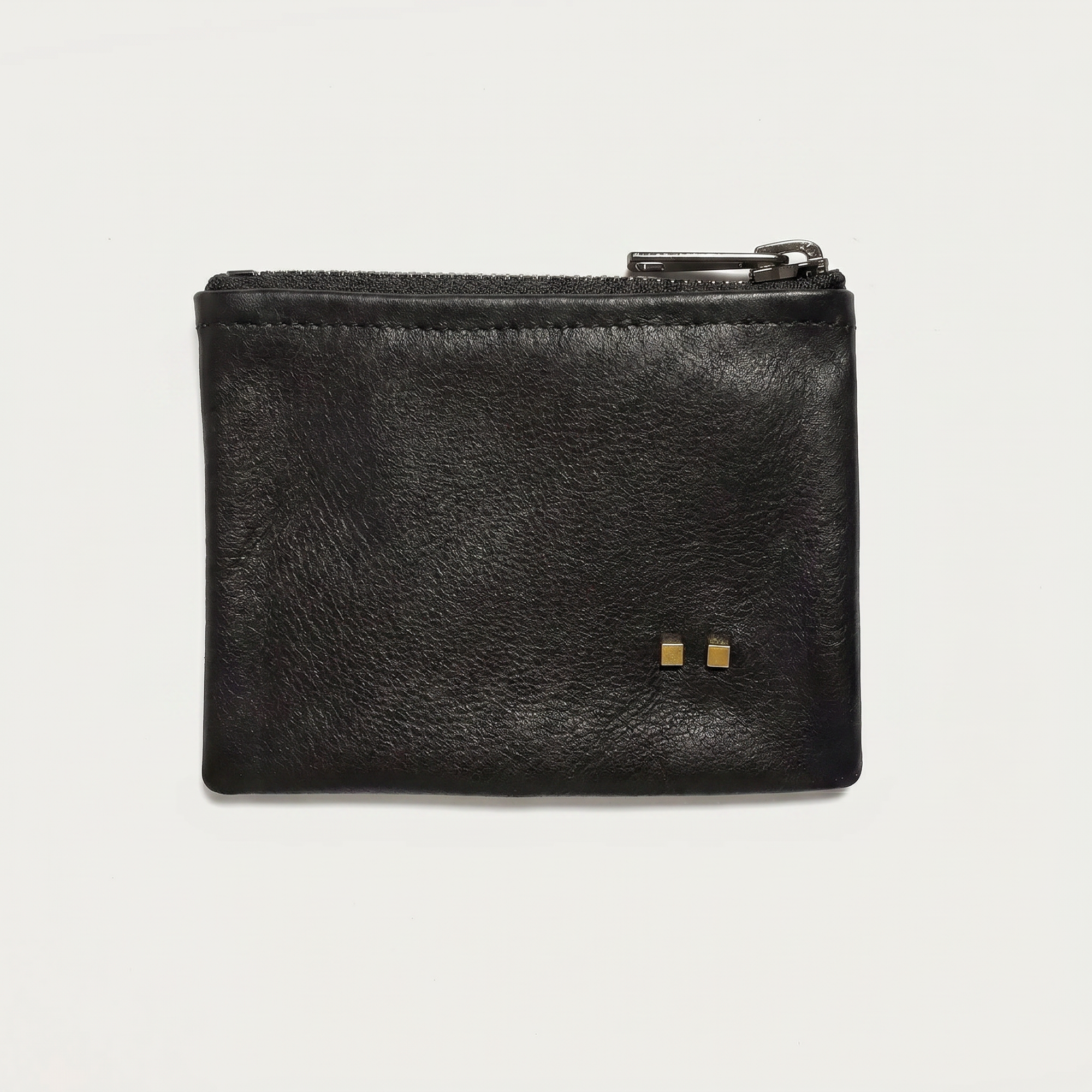 The Small Zip Pouch: Black Silk Calf Leather