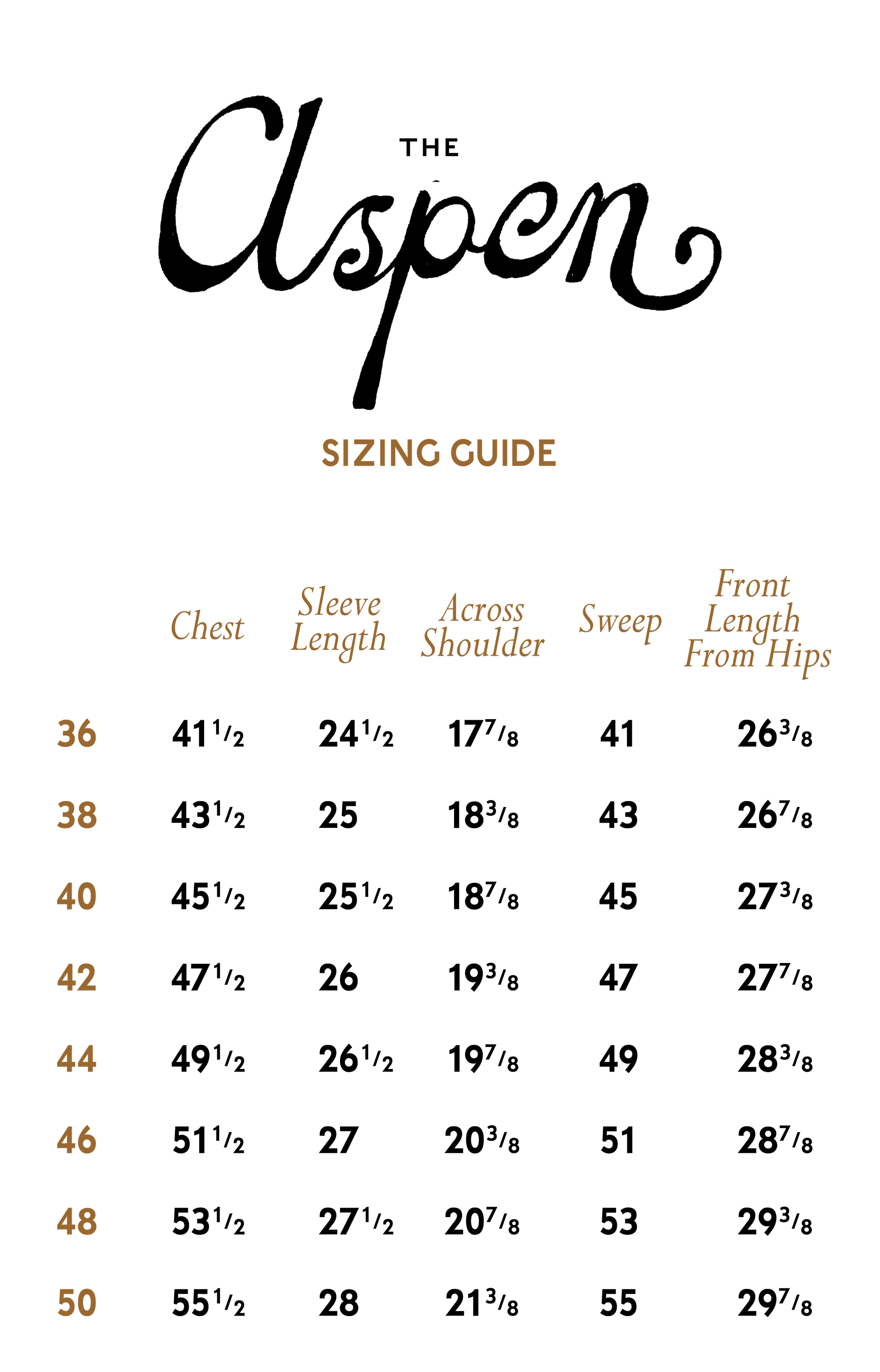 The Aspen Sizing Guide