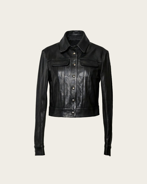 ジャケット・アウター FACTOTUM leather jacket black 46 lamb SAVAS | The Women's '68 Jacket in Black Oiled Lamb