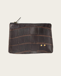 brown alligator zipper pouch for men and women wallet by atelier savas in nashville tennessee