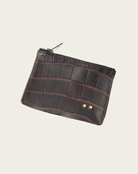brown alligator wallet with gold handmade rivets by atelier savas in nashville tennessee
