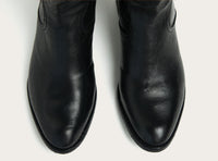 almond-toe menswear boot with zipper in black italian leather by atelier savas in nashville tennessee