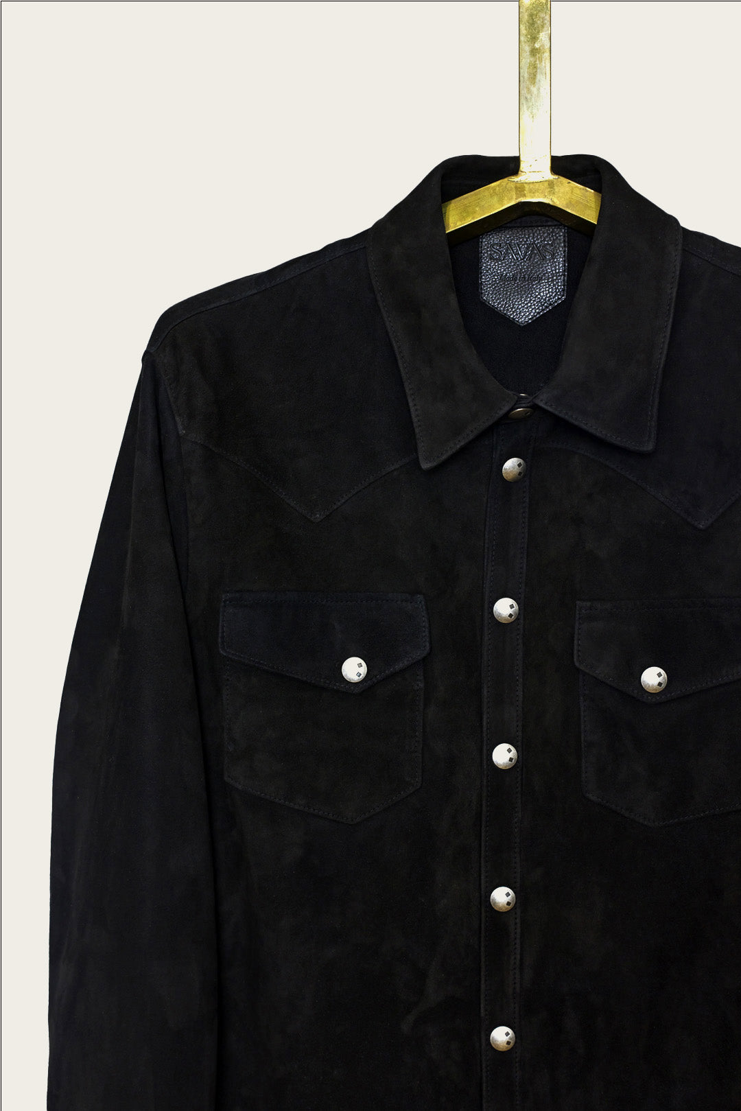 custom black western suede workshirt by atelier savas in nashville, tennessee