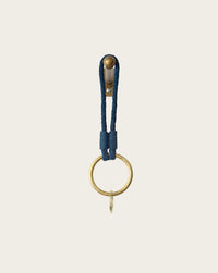handmade suede leather keychain in blue for men and women by atelier savas in nashville, tennessee
