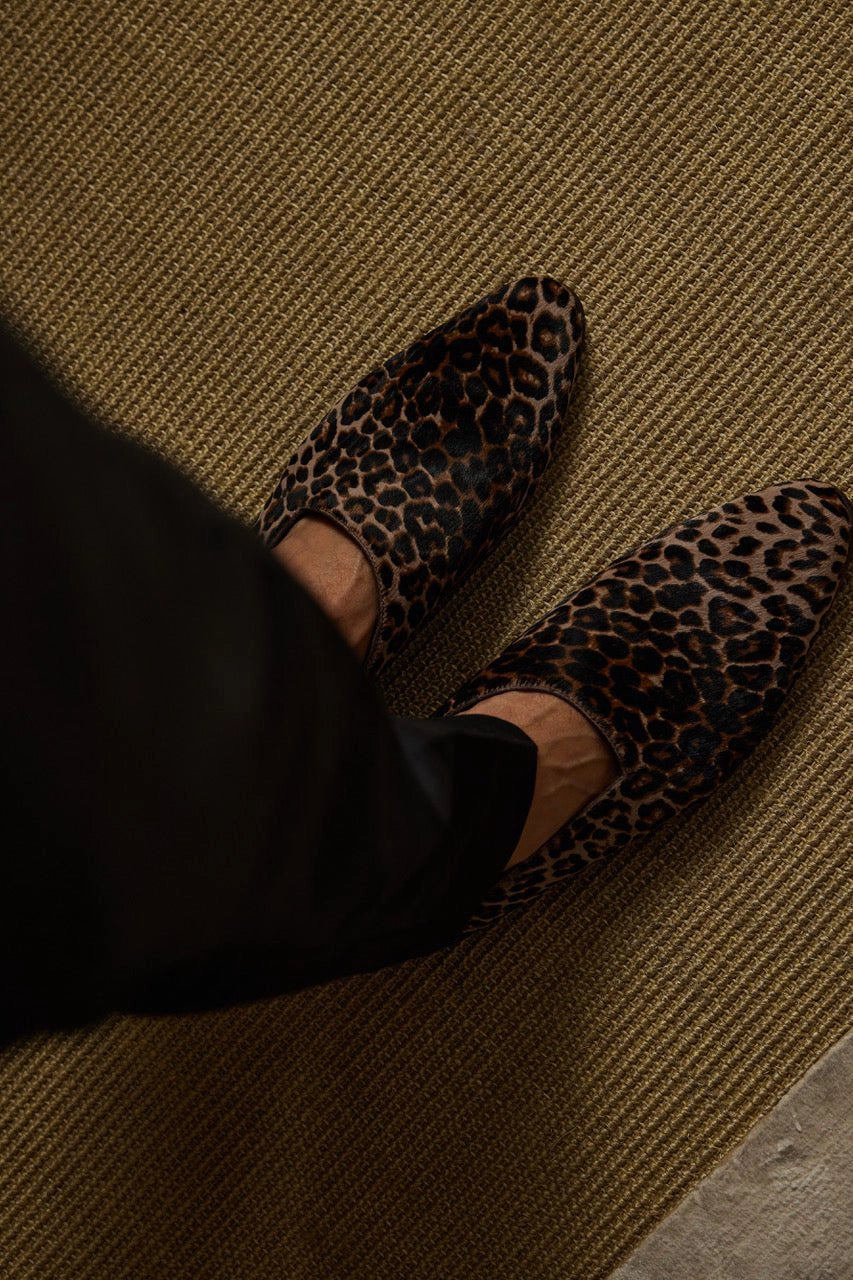 luxury slip-on shoe in cheetah print for men and women by luxury designer atelier savas in nashville tennessee