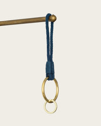 blue suede leather keychain with gold keyring for men and women by atelier savas in nashville tennessee