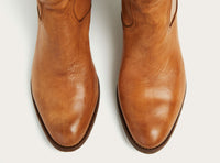 mens italian leather boot with almond shaped toe by luxury western wear designer atelier savas in nashville tennessee