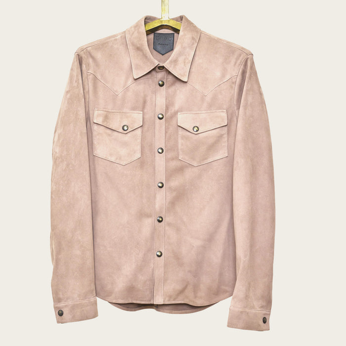 tan leather shirt jacket custom by atelier savas in nashville tennessee