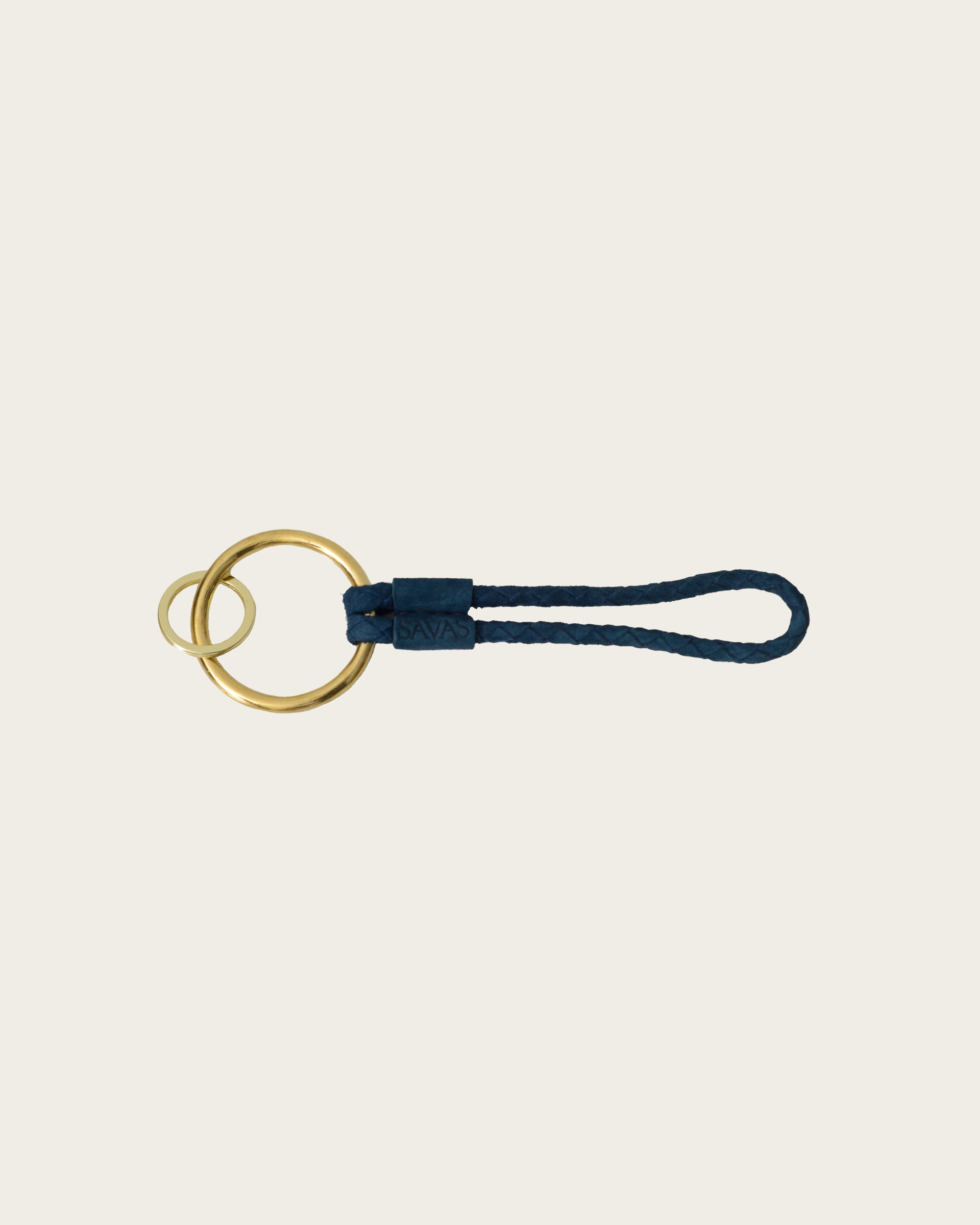 blue leather mens keychain with gold keyring for men and women by atelier savas in nashville tennessee