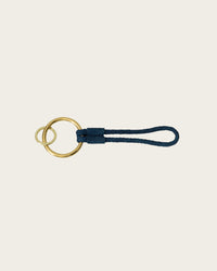 blue leather mens keychain with gold keyring for men and women by atelier savas in nashville tennessee