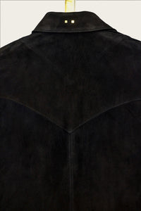 handmade black suede workshirt by mens atelier savas in nashville tennessee