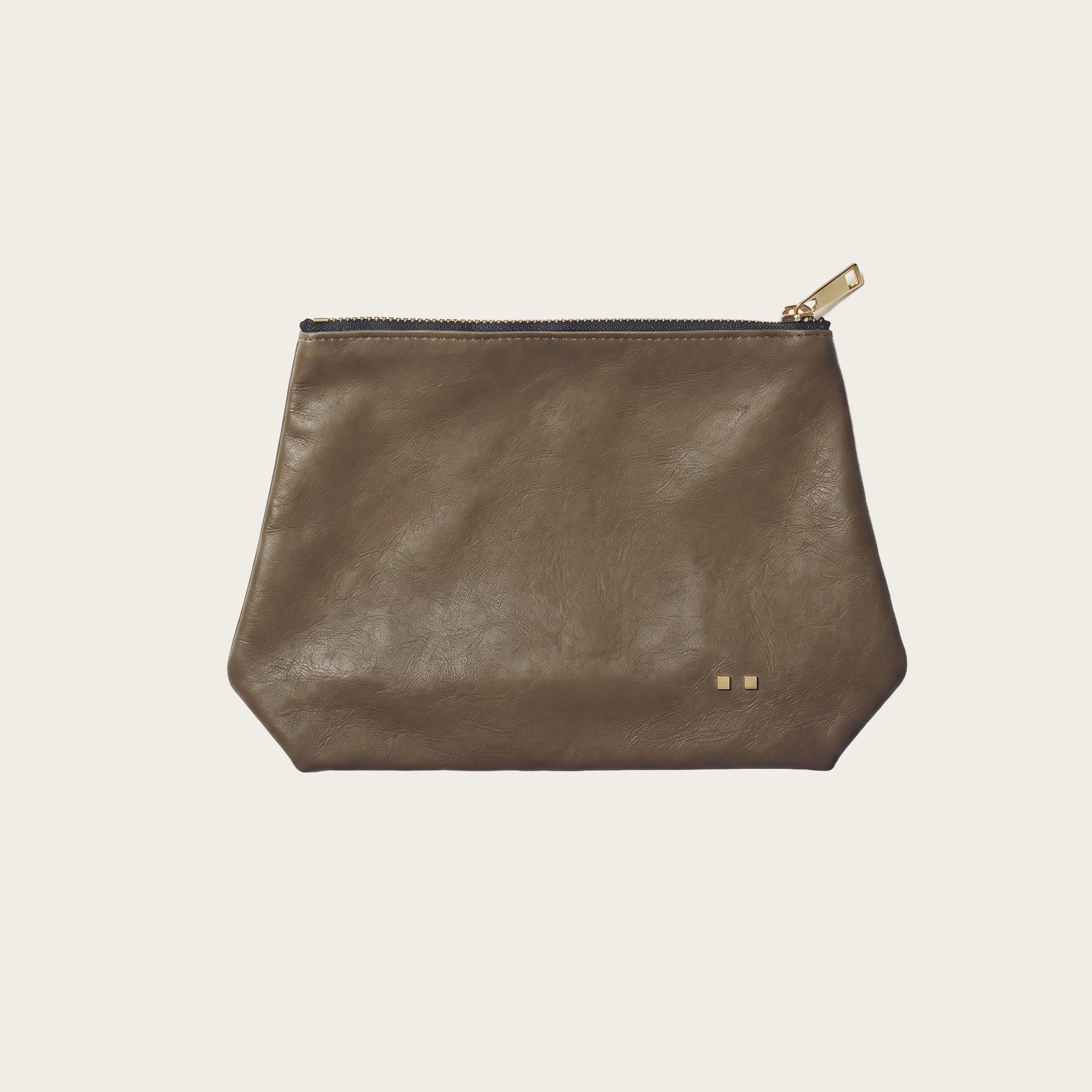 The Trapezoid Zip Pouch: Military Calf Leather