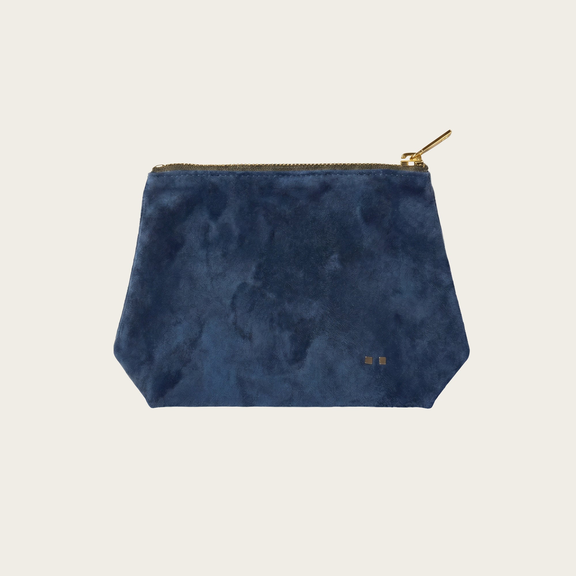 The Trapezoid Zip Pouch: Mariana Blue Suede