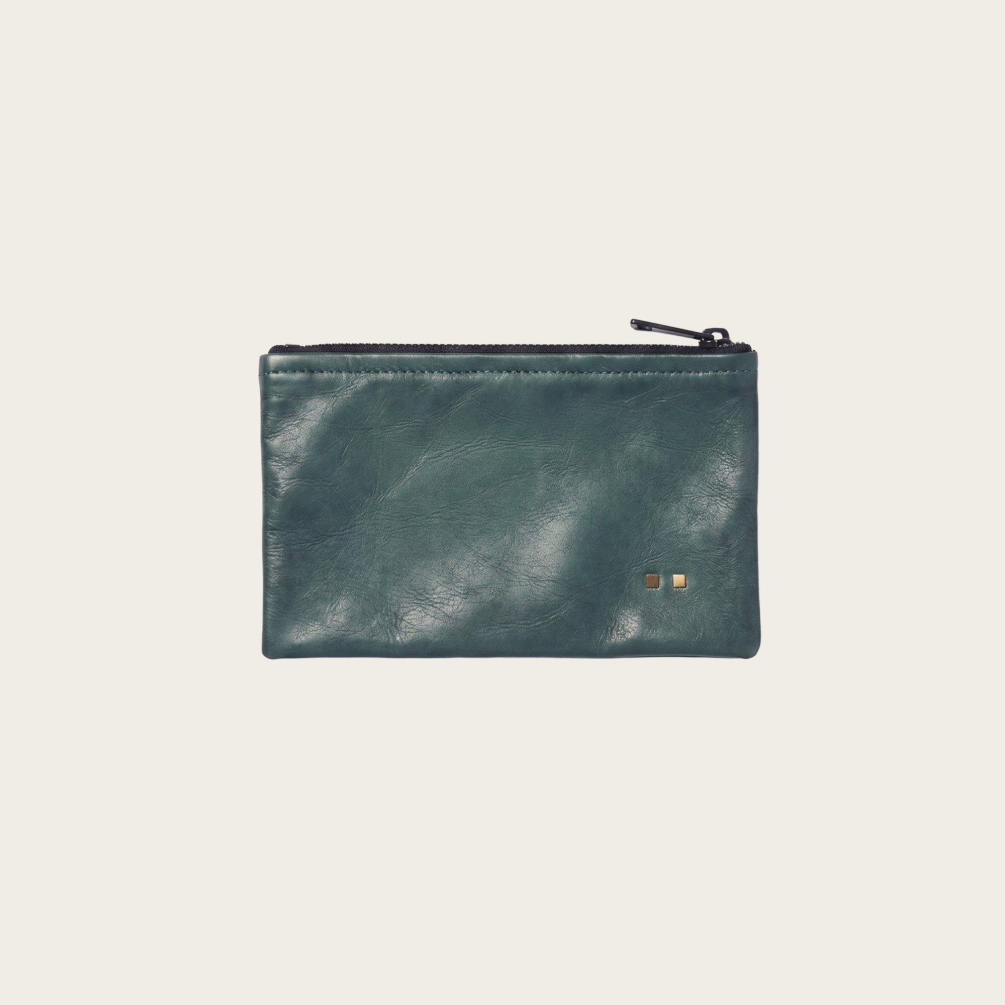 The Medium Zip Pouch: Blue Fir Calf Leather
