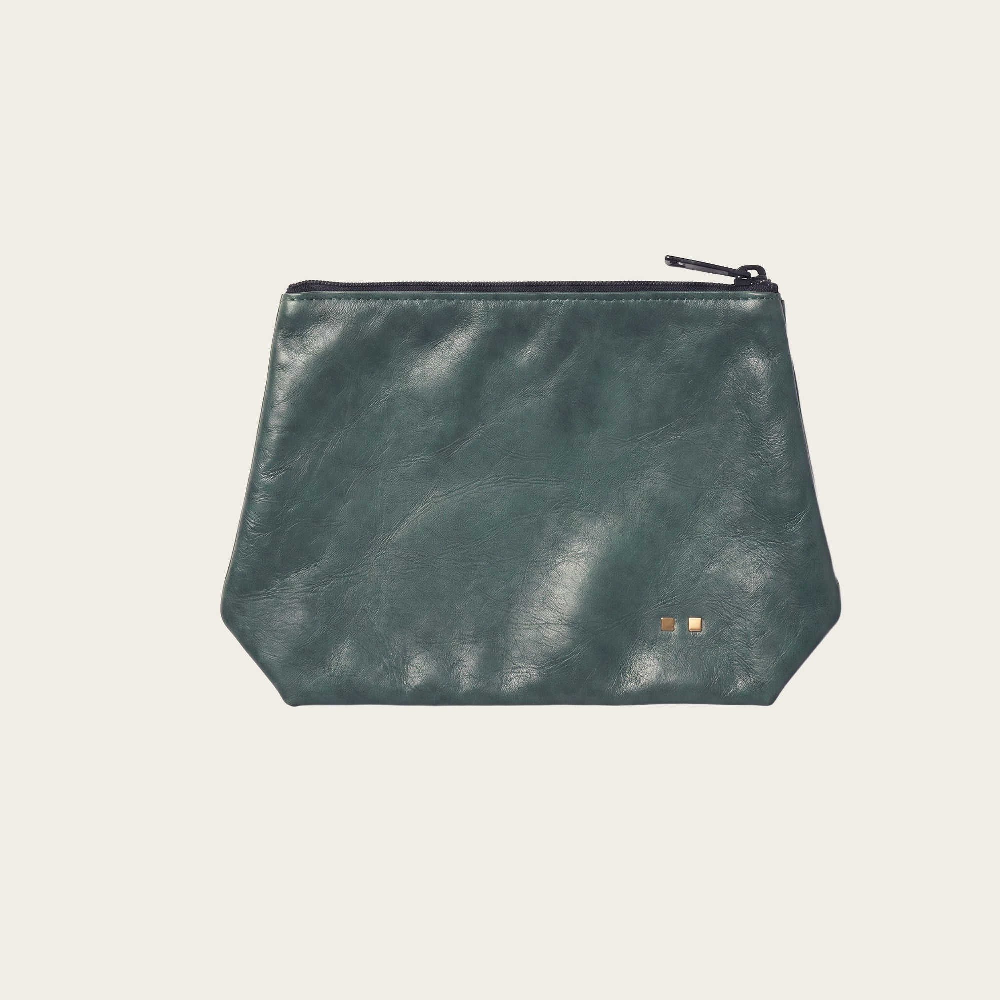 The Trapezoid Zip Pouch: Blue Fir Calf Leather