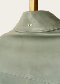 artisan-made green jacket with hand-sewn collar by luxury designer savas in nashville tennessee