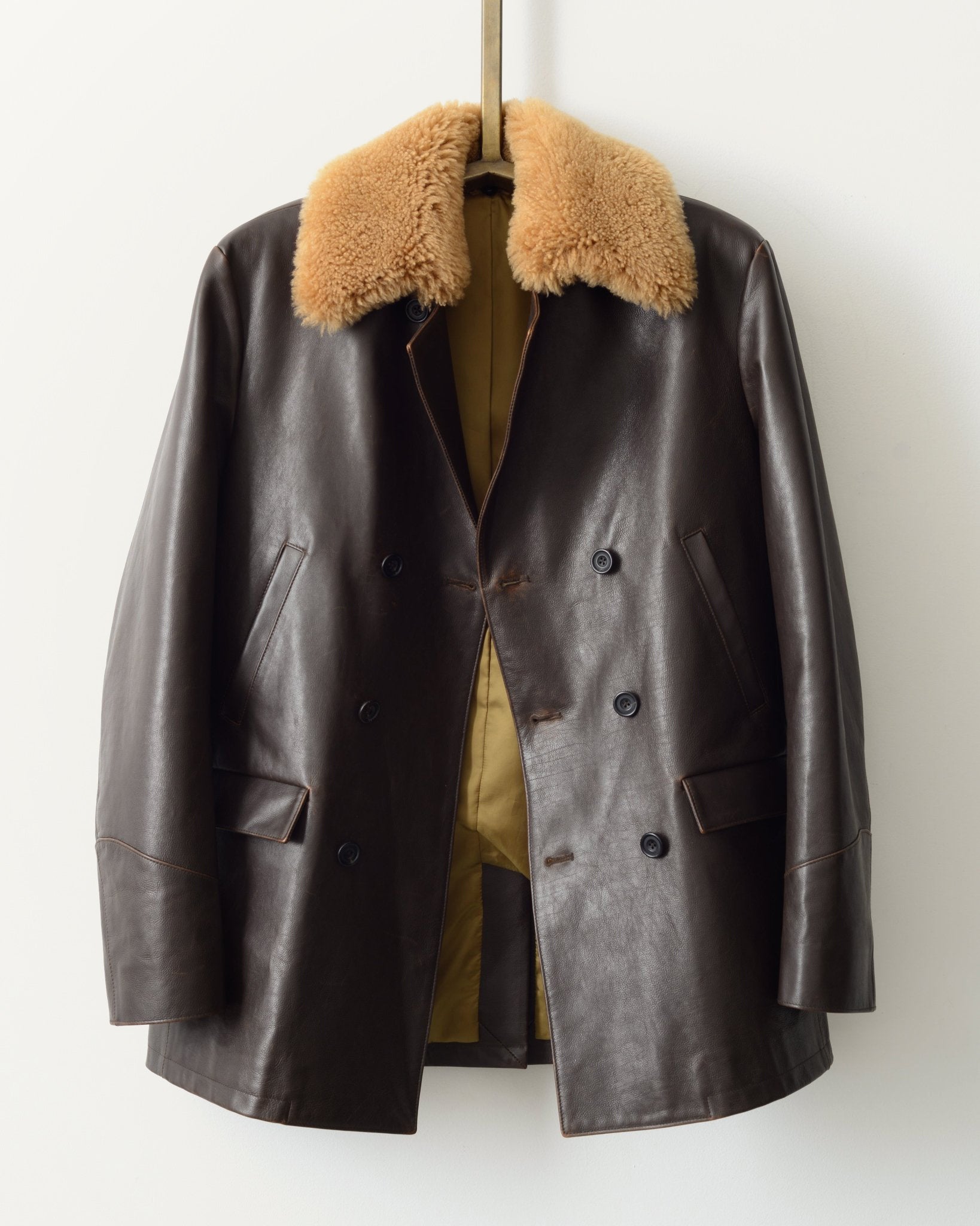 The Condor Peacoat: Brown Calf w/ Shearling Collar