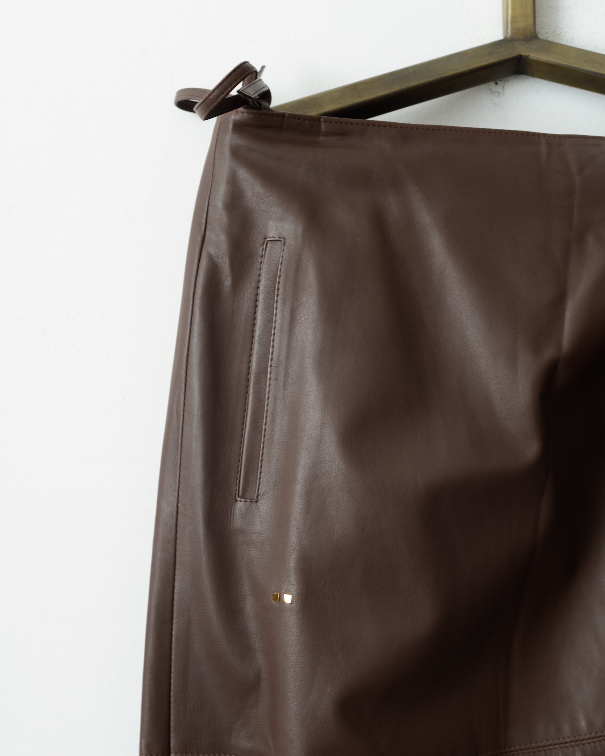 The Bianca Skirt: Brown Elton Calf Large