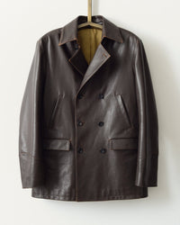 SavasThe Condor Peacoat: Brown Calf w/ Shearling Collar