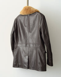 SavasThe Condor Peacoat: Brown Calf w/ Shearling Collar