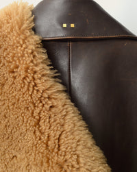 SavasThe Condor Peacoat: Brown Calf w/ Shearling Collar