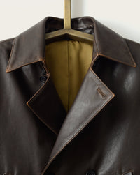 SavasThe Condor Peacoat: Brown Calf w/ Shearling Collar