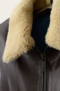 SavasLeather JacketThe Emmett: Brown Elton Calf with Shearling Collar