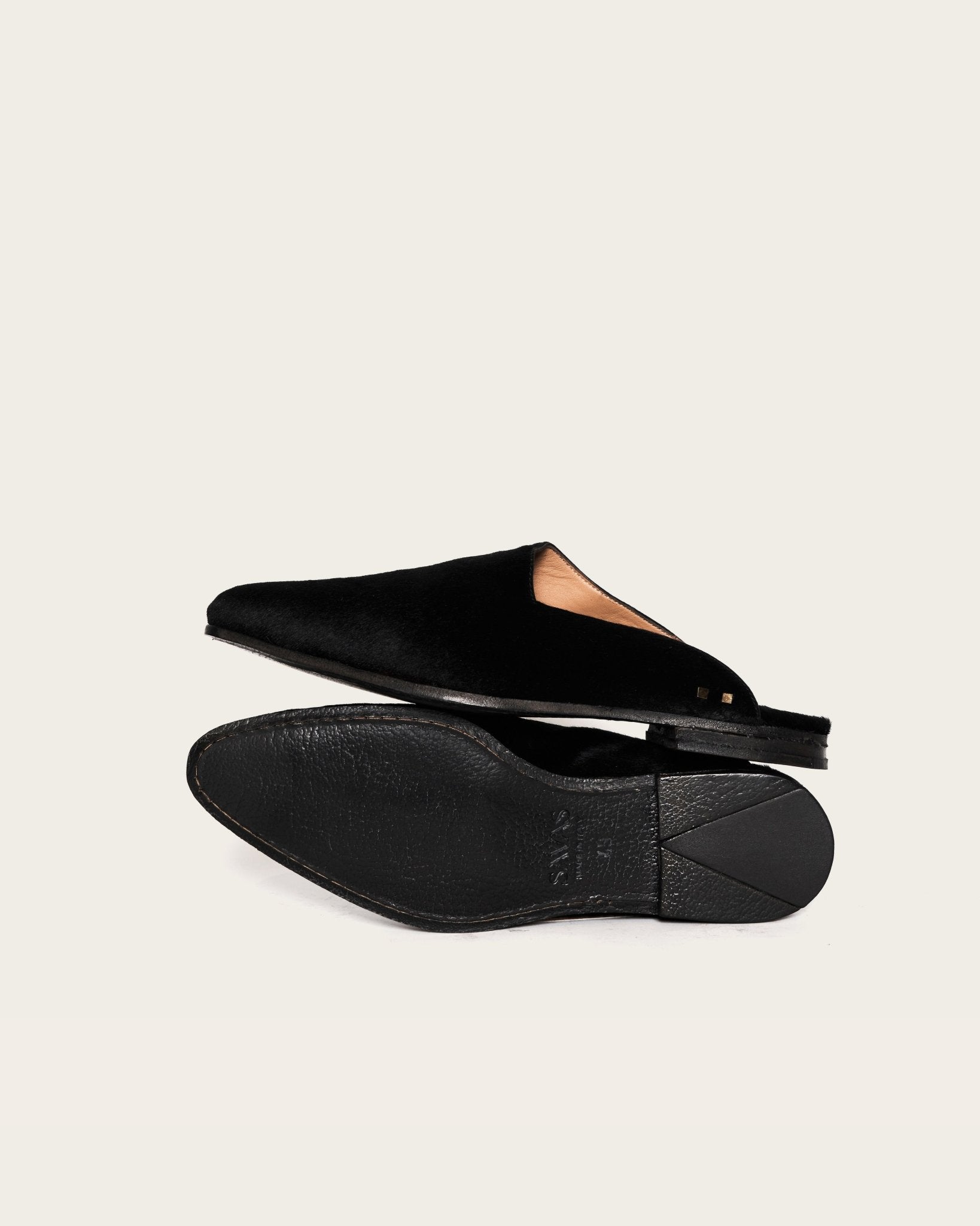 SavasFootwearThe Letta Slipper: Black Hair Calf